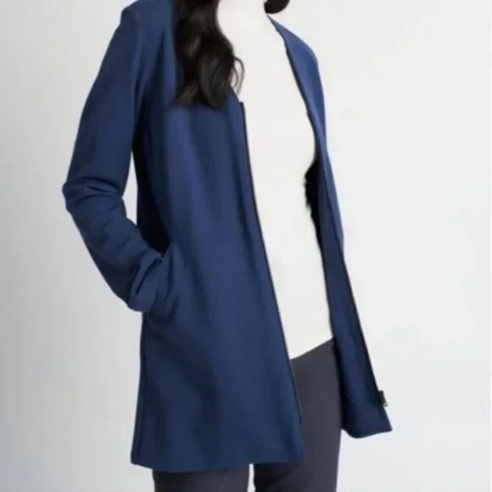 Kit & Ace Made to Move Blazer Jacket M Navy Zip Up Ponte Stretch Cardigan